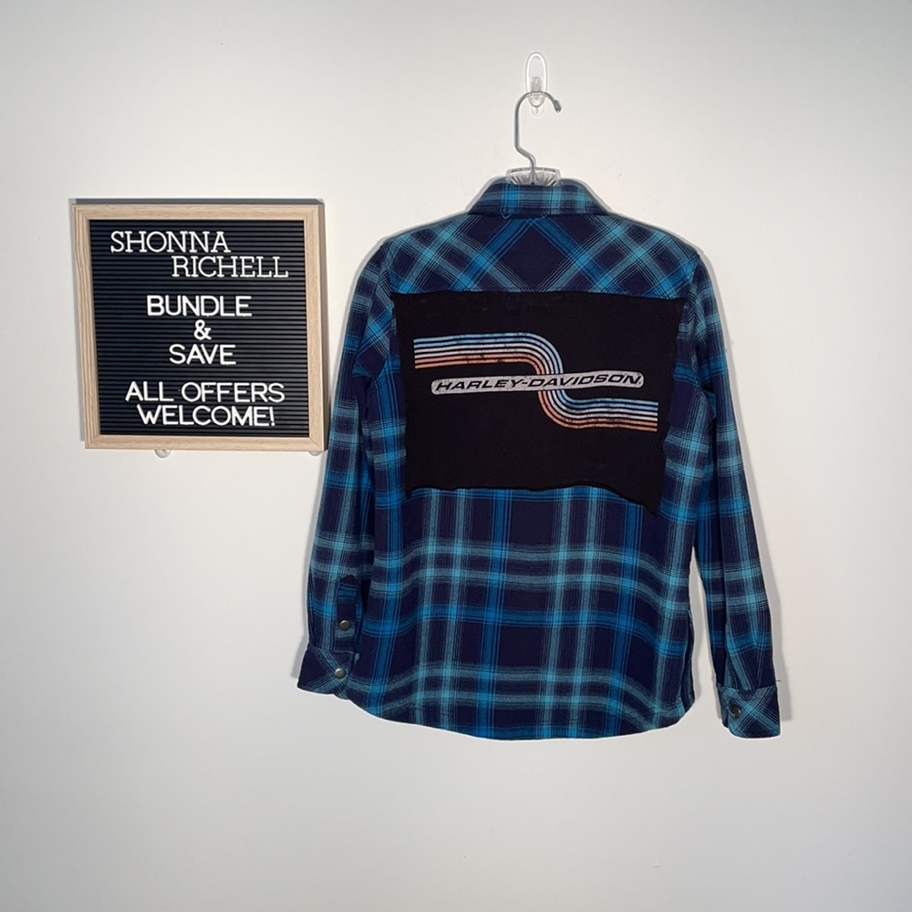 Custom Harley-Davidson Lined Flannel Shirt w/ Harley-Davidson Back. Size Small